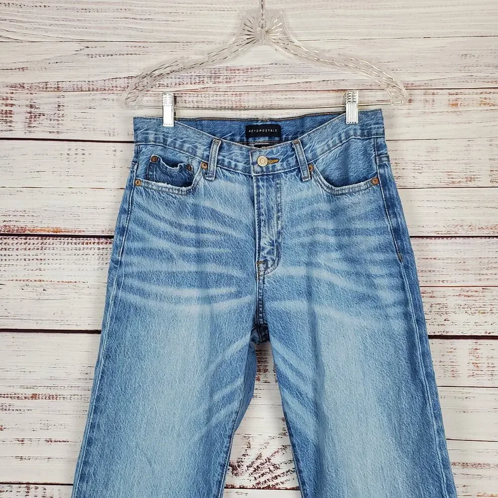 Aeropostale Retro Straight Relaxed Jeans 29/30 Recycled Cotton High Rise Whisker